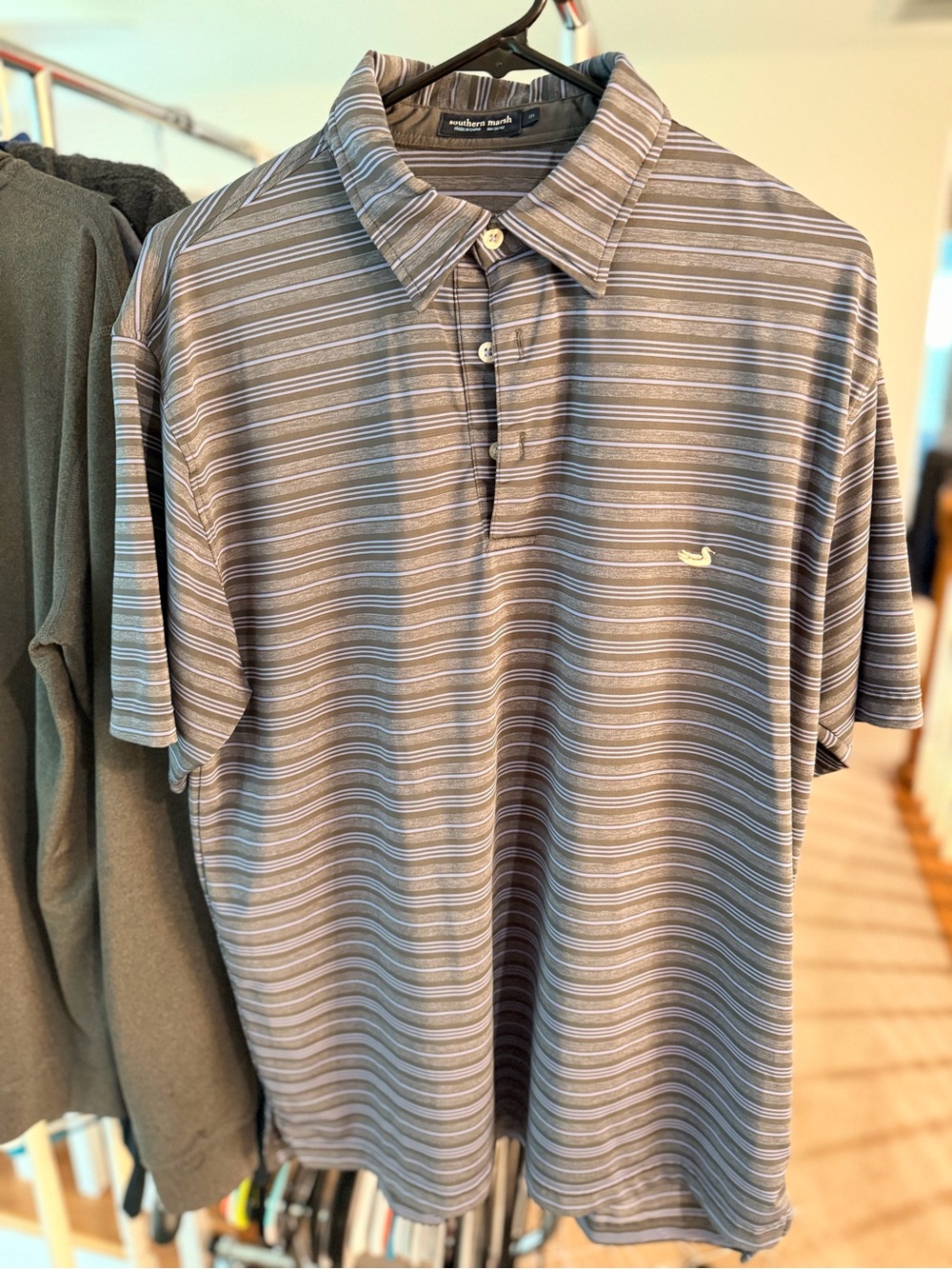 Southern Marsh Men's Striped Polo Shirt - Gray and Blue